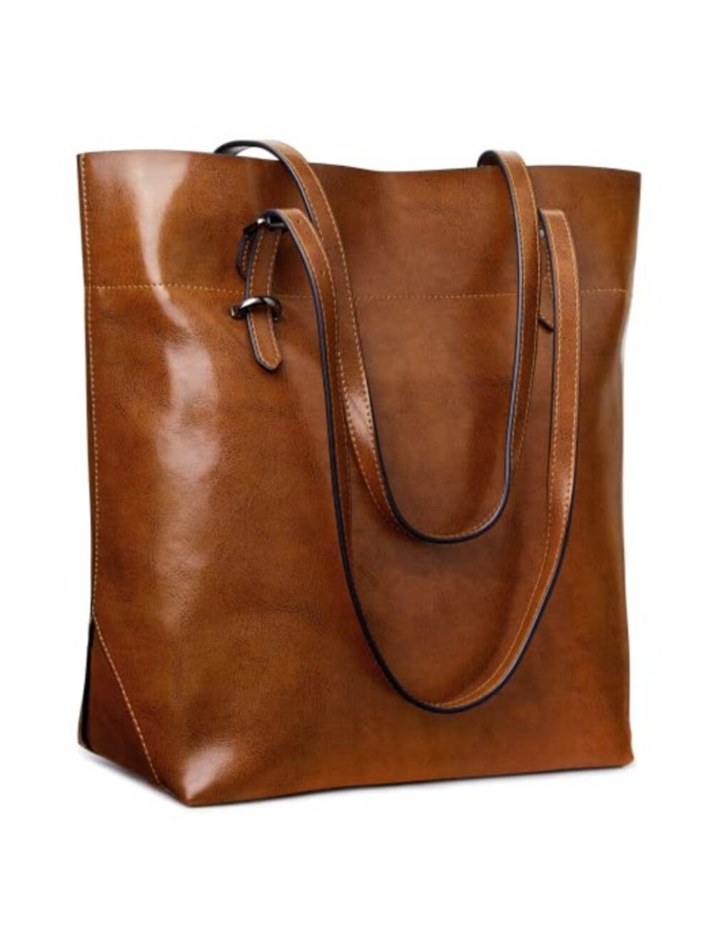 Genuine Leather Tote Shoulder Bag Large Capacity Zip Handbag